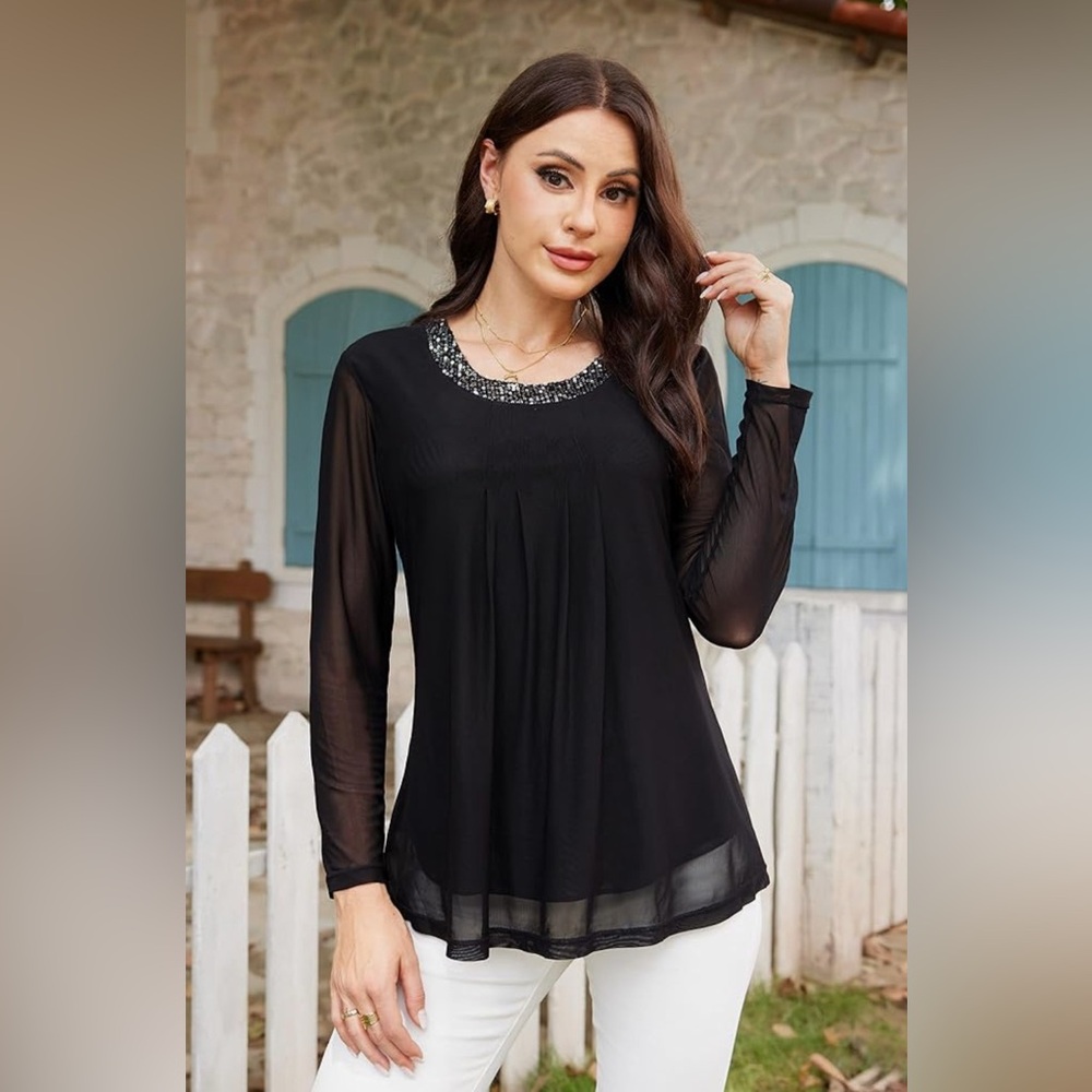 Elegant Black Long Sleeve Top